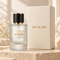 Flacons de parfum vides classiques en verre rayé en forme de cylindre de 30 ml et 50 ml pour emballages de parfums