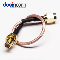 Connecteur SMA femelle traversant le panneau vers connecteur SMA mâle avec câble RG316, 50 ohms, 6 GHz