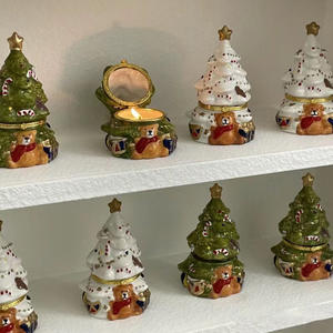 Luxurious Ceramic Christmas Tree <b>Candle</b> Jar Containers - Product Image 2