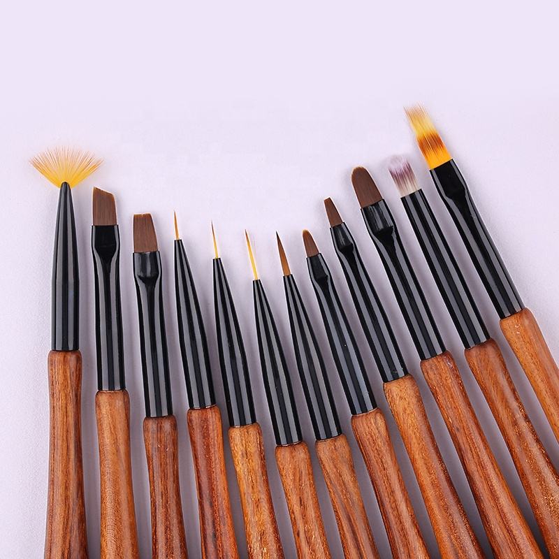 Lidan-pinceles para uñas con mango de madera de sándalo, pinceles