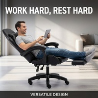 Chaise de jeu ergonomique en cuir AOR - Chaise relevable avec base oscillante pour chambre à coucher, bureau et jeux sur ordinateur, inclinable et réglable