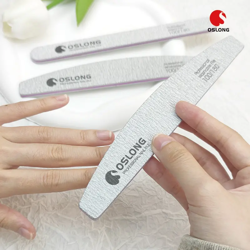 Miễn phí Mẫu Double Sided Nail tập tin 100 grits thẳng màu xám giấy nhám Zebra Nail làm móng tay tập tin