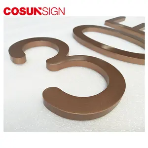 Cosun Massief Staal Platte Acryl Cut Letter En Nummer Wandmontage 3d Logo Metalen Brief Voor Huis