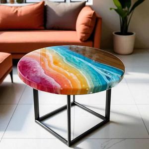 New Ocean Wave Design Epoxy <b>Resin</b> Wooden Round <b>Table</b> <b>Top</b> Handmade Coffee Side <b>Table</b> <b>Top</b> Wholesale Price - Product Image 3