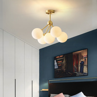 BGST Style moderne haricot magique lampe branche d'or boule de verre lustre intérieur décoratif nordique moderne verre suspension