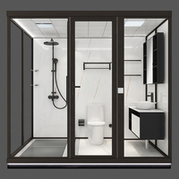 Module de salle de bain préfabriqué de luxe pour maison mobile, avec douche intégrée et toilettes, type porte intérieure
