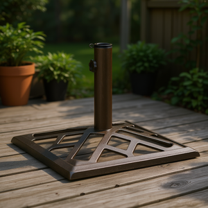 ฐานร่มเหล็กหล่อสำหรับลานบ้าน ขนาด 17.3x17.3x12.2 นิ้ว สีบรอนซ์ รูปทรงสี่เหลี่ยม เฟอร์นิเจอร์กลางแจ้ง - Product Image 2