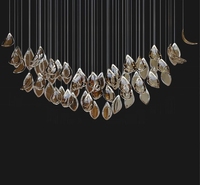 Lustre en verre suspendu extra-large minimaliste moderne pour hauts plafonds grande lampe pour les escaliers de hall d'hôtel