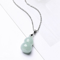 Pendentif Gourde en Jadeite Naturelle du Myanmar Grade A, Véritable Jade Birman Glacé, Collier Calabash, Talisman de Richesse avec Certificat