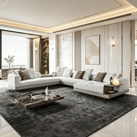 Canapé modulaire moderne YUANCHANG, revêtement en cuir PU, canapé-lit en forme de L, structure en bois de larch, pieds en acier inoxydable, salon