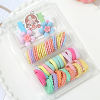 Set Hadiah Aksesoris Rambut Bunga Gaya Korea untuk Anak-anak dengan Ikat Rambut Lucu dari Poliester & Katun