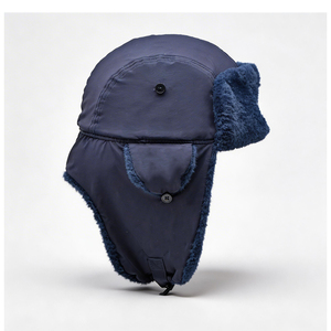 Men's Navy Blue Trapper <b>Hat</b> with Bear Embroidery, Faux Fur Lined Winter Aviator <b>Hat</b>, Windproof Ski <b>Hat</b> for Cold Weather - Product Image 5