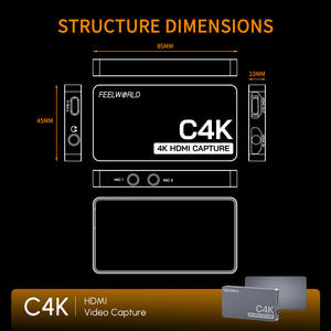 FEEWORLD C4K Ligero 4K HDMI 60Hz Entrada y salida <span class=keywords><strong>Captura</strong></span> USB Plug and Play para transmisión de videojuegos Videoconferencia - Product Image 2