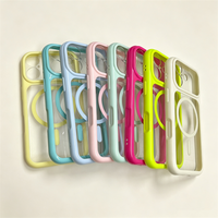 Coque de téléphone magnétique tendance transparente couleur bonbon contrastée pour iPhone 18 17 16 15 14 13 12 Pro Max – Couleurs rose