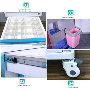 Горячая распродажа: Медицинская тележка для экстренной помощи из АБС-пластика (каталка скорой помощи) для больниц с дефибриллятором, стандарт ISO - Product Image 2