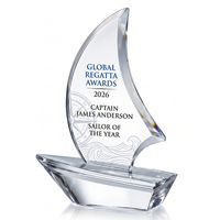 Trophée Bateau à Voile en Cristal K9 Personnalisé, Grande Surface de Gravure, Base en Cristal Transparent, Récompense pour les Performances Professionnelles et l'Excellence
