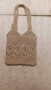Sac à bandoulière en macramé beige, sac à main tissé, sac fourre-tout décontracté pour les voyages quotidiens - Product Image 1