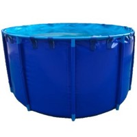 Bassin en toile renforcé de PVC pour poissons, piscine ronde pliable d'extérieur pour stockage d'eau et aquaculture avec support 470L/600L/780L