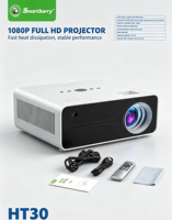 Projecteur intelligent Android 4K HT22 avec Android 9.0, 120 lumens ANSI pour usage domestique