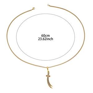 Collana con Ciondolo a Forma di Spada Scimitar <span class=keywords><strong>Zulfiqar</strong></span> Ali Gem, Gioielli Islamici Arabi in Acciaio Inossidabile PVD, Moda Musulmana, Vendita all'Ingrosso per Eid - Product Image 6