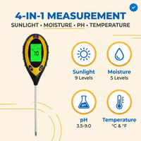 Sonde numérique 4-en-1 pour la mesure de l'humidité du sol, du pH du sol et de la luminosité pour plantes de jardin
