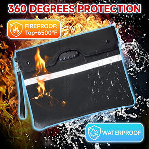 6500 ° Sac à documents ignifuge avec serrure, imperméable, matériau isolant thermique à 9 couches, double doublure, fente pour cartes, sac à argent avec fermeture éclair - Product Image 5