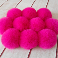 Fait à la main 8cm 3.1 pouces fausse boule de fourrure de lapin bande élastique boucle à la mode bricolage pompons pour chapeaux tissu décor vêtements accessoires