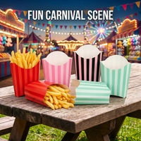 Gobelets à frites élégants rayés en papier, contenants jetables pour snacks, pour emballages de plats à emporter durables pour hôtels