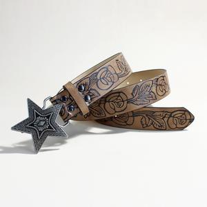 Sabuk kulit <span class=keywords><strong>Pu</strong></span> wanita, sabuk wanita pola bintang sederhana dan serbaguna dekorasi tipis, sabuk kulit <span class=keywords><strong>Pu</strong></span>, sabuk etnis kepribadian - Product Image 1