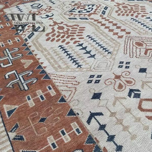 Tapis d'intérieur en laine de Nouvelle-Zélande noué à la main, blanc chaud, tapis turc Oushak, tapis en laine épaisse, tapis noué doux, grand tapis d'intérieur - Product Image 1