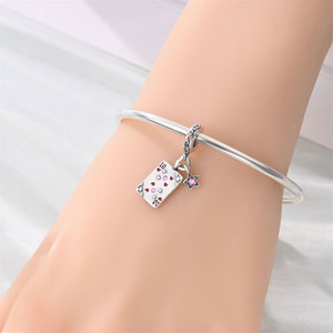 Set de Abalorios de Cobre Plateado con Esmalte Azul y Rosa, Temática Dulce, con Circonitas, para Pulseras Europeas - Product Image 6