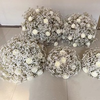 Boule de fleur de centre de table Rose blanche et bébé, taille personnalisée, pour mariage