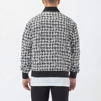 Veste bomber en tweed noir et blanc de haute qualité, design de mode personnalisé, pour homme