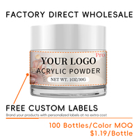 Poudre acrylique nude 1oz pour ongles, marque privée OEM, vente en gros, fournitures pour ongles en vrac, poudre acrylique rose 2 en 1 pour extension d'ongles