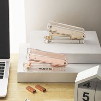Ensemble d'agrafeuses de bureau à reliure manuelle avec logo personnalisé Ensemble acrylique transparent de bureau en or rose