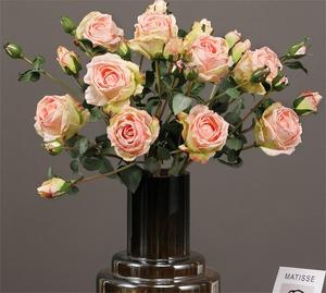 65cm réaliste fleur de soie écrite à la main rétro brûlé bord Roses artificielles 5 têtes rouge Rose fleurs pour la décoration de mariage à la maison - Product Image 3