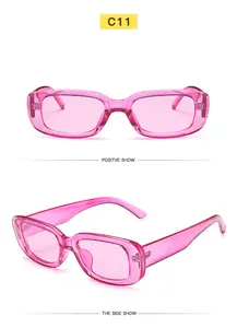 Gafas de sol rectangulares clásicas para mujer, anteojos de sol femeninos de color azul, rosa y verde, con UV400 - Product Image 5