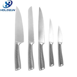 अनुकूलित लोगो प्रीमियम टिकाऊ 5 पीसी शाही स्विस स्टेनलेस स्टील रसोई चाकू काले नॉनस्लिप खोखले हैंडल के साथ सेट - Product Image 4