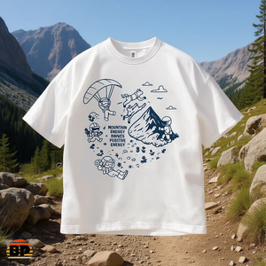 T-shirt con grafica Astronaut Mountain Adventure, minimalista, con disegni a linee, per escursionismo, oversize, streetwear - Product Image 3