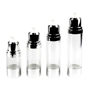 Fantezi 15ml 30ml 50ml doldurulabilir krem losyon kozmetik havasız şişe buzlu havasız pompalı şişeler ambalaj beyaz sprey