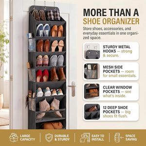 8 Tier Hanging <b>Shoe</b> Organizer Pink Over The Door Closet Storage Rack For <b>Shoes</b> With Deep Pockets Multifunctional Design - Product Image 2