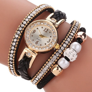 Duoya-Reloj de marca de lujo de leopardo para mujer, pulsera de cuarzo trenzada, envoltura de cuerda, Beige, cadena larga, femenino - Product Image 5