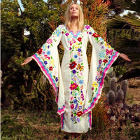 2024 automne et hiver modeste longue bohème soirée musulman Abaya robe avec manches chauve-souris polyéthersulfone Applique