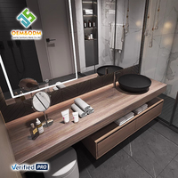 Ensemble de meubles de salle de bain en bois massif moderne OEM avec évier de table complet, robinet en cuivre, solutions de rangement