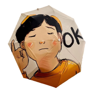 Parapluie portable double usage pour femme Sunday, petit format, en pongé, avec revêtement en caoutchouc noir, protection UV, <span class=keywords><strong>ouverture</strong></span> moderne à cinq plis pour le soleil - Product Image 3