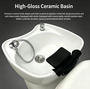 Sillón de Lavado de Cabello de Fibra de Vidrio para Salón, Unidad de Lavado Trasero Ajustable para Barbería, Mobiliario Comercial Contemporáneo - Product Image 3
