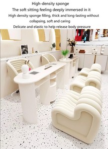 Nuovo tavolo minimalista a strisce gambe da tavolo da rock board aspirapolvere incorporato tavolo manicure e sedia combinazione - Product Image 2