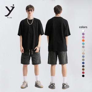 Streetwear élégant et confortable 190g couleur unie pur coton à manches courtes léger respirant pour les tailles plus-pour l'été - Product Image 1