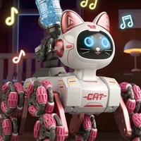 Jouet Robot Chat Intelligent à Huit Roues avec Détection de Geste, Télécommande et Pulvérisation d'Eau pour Enfants