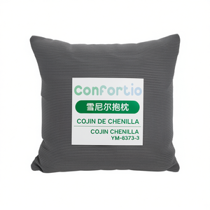 Coussin en chenille gris 60*60CM, coussin de siège et oreiller doux - Product Image 1